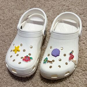 Kids White Crocs with Fun Charms